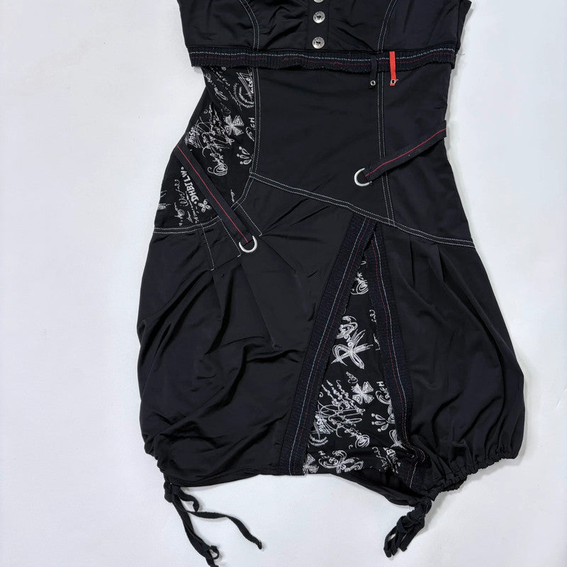 black grunge gothic mini dress