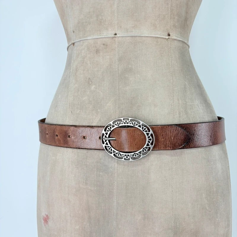 Tan leather western boho belt