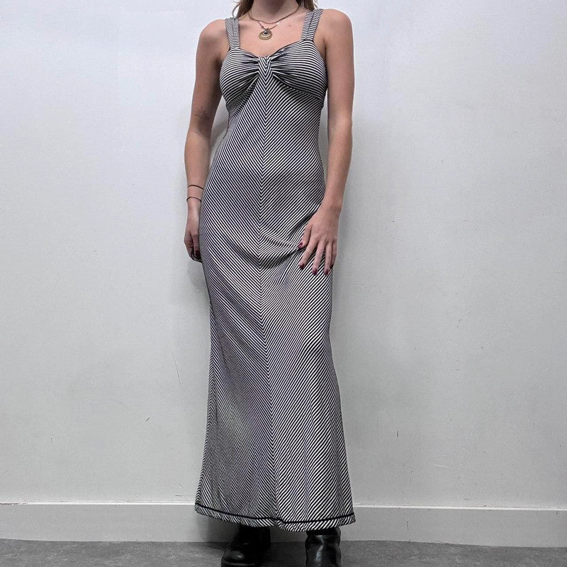 pinstripe maxi jersey dress