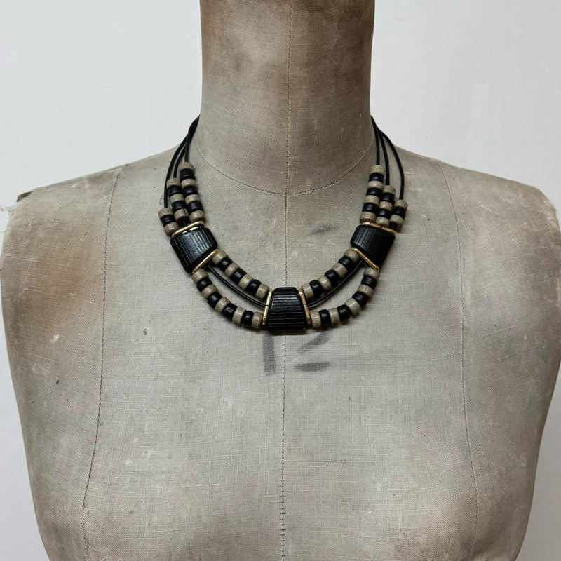 Boho grunge layered bead necklace