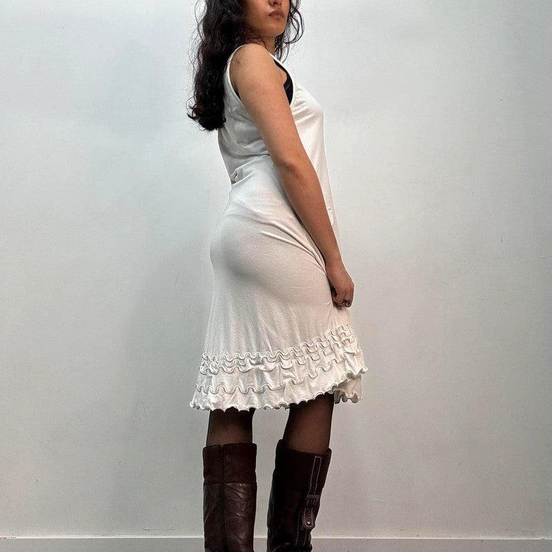 white cop copine ruffle midi dress