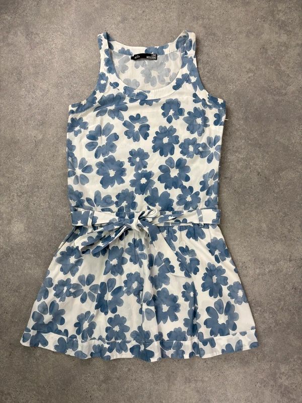 Love moschino blue cotton floral printed flared dress