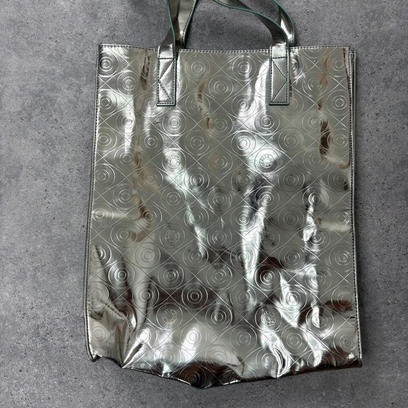 Silver metallic kenzo logo tote bag