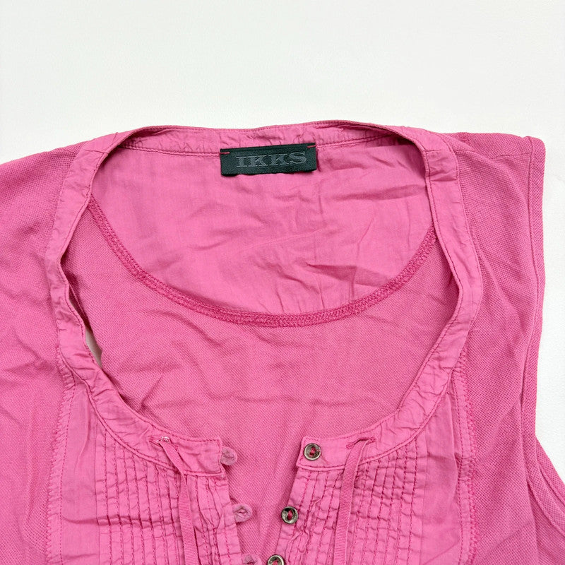 pink pleated flutter vest