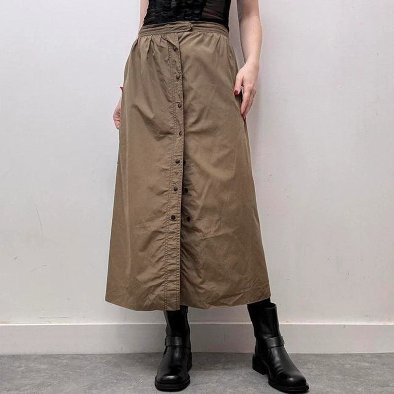 Khaki a-line utility skirt