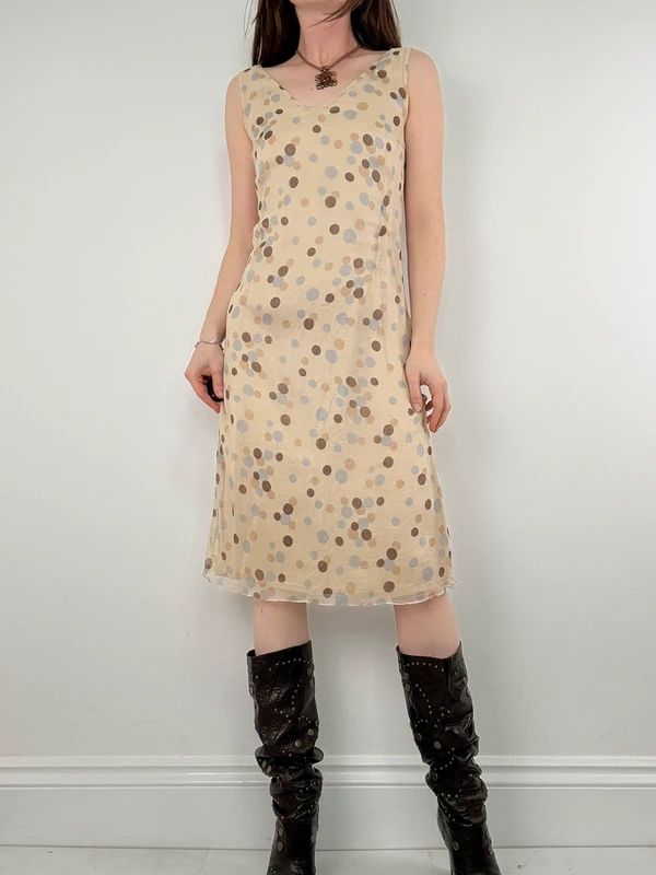 polkadot flared midi dress