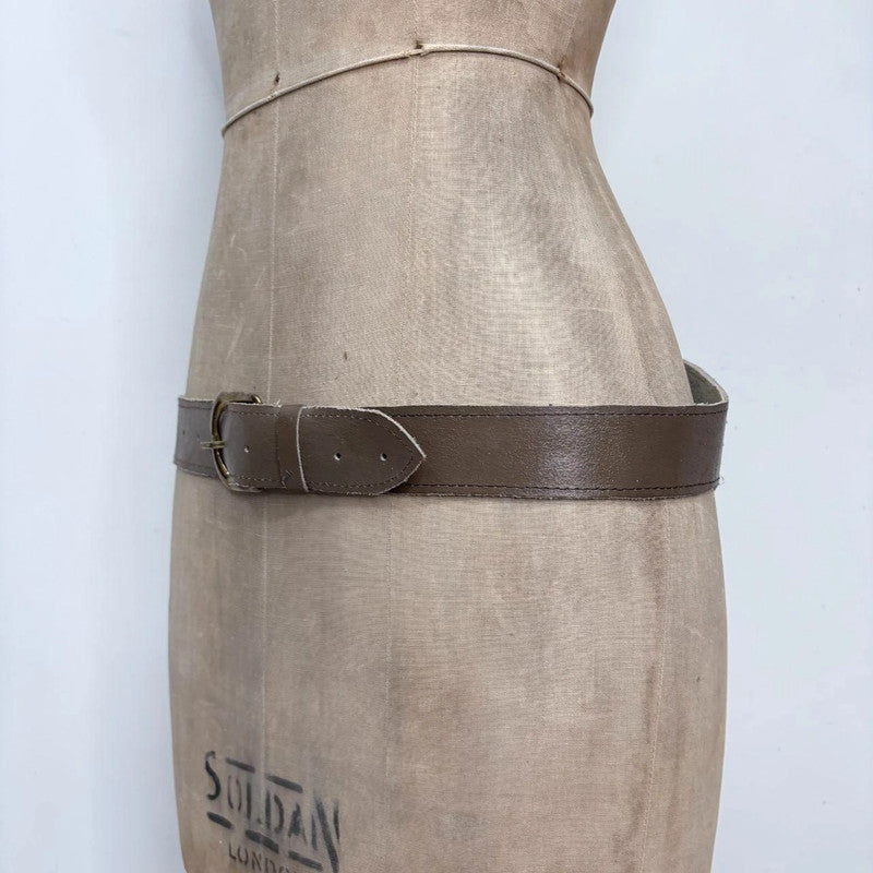 brown western leather studded metal belt