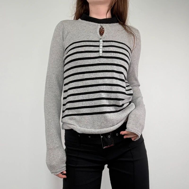 grey striped cashmere jumper