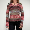 Mesh paisley boho layered graphic summer t-shirt