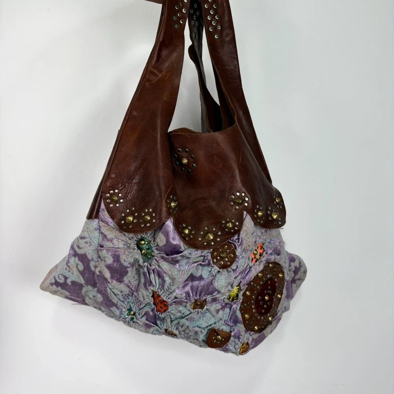 Boho patchwork studded hippy slouchy oversized bag