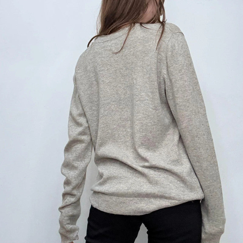 grey slouchy button knitted jumper