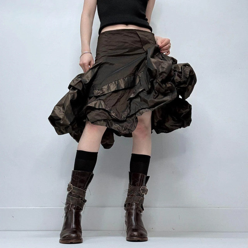 brown layered puff grunge skirt