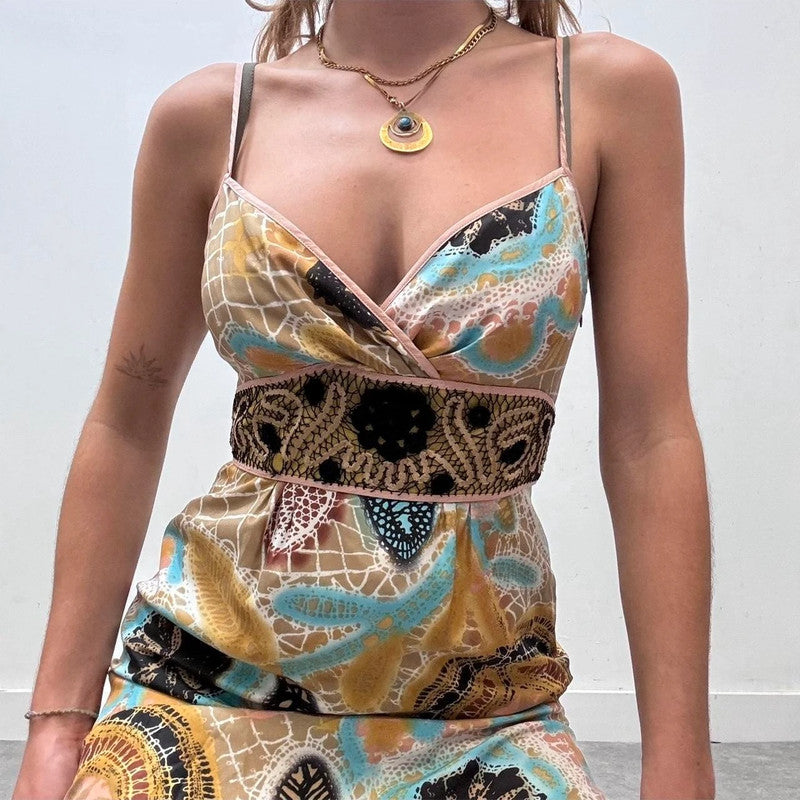 silk patterned printed dress
