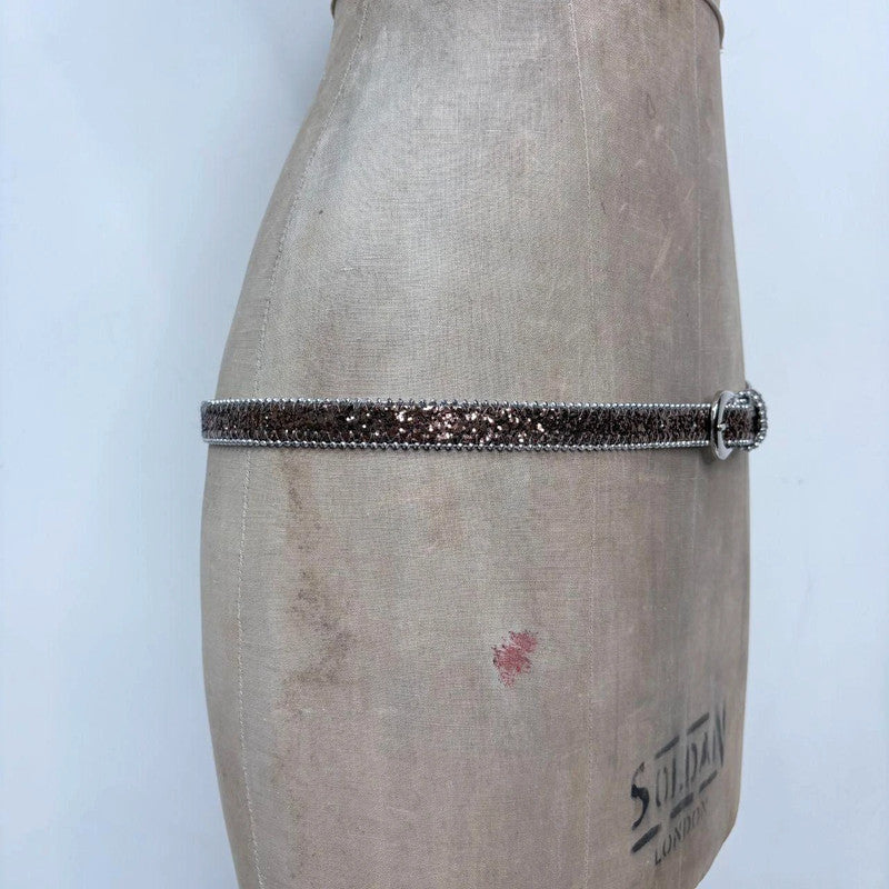 thin silver giltter belt