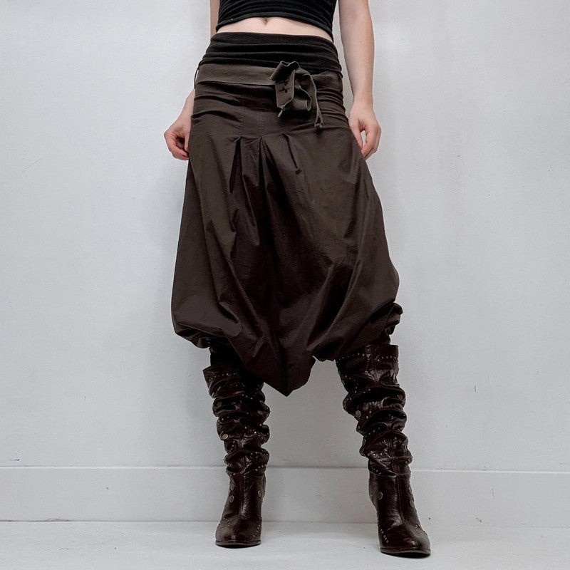 Cop Copine brown pleated drop waist fold waist trousers