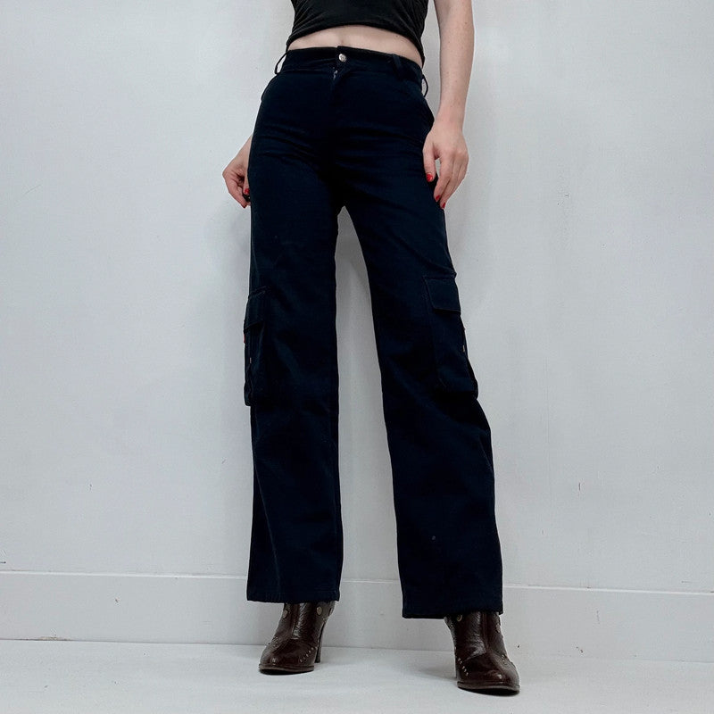 navy fitted flared Dior cargo pants