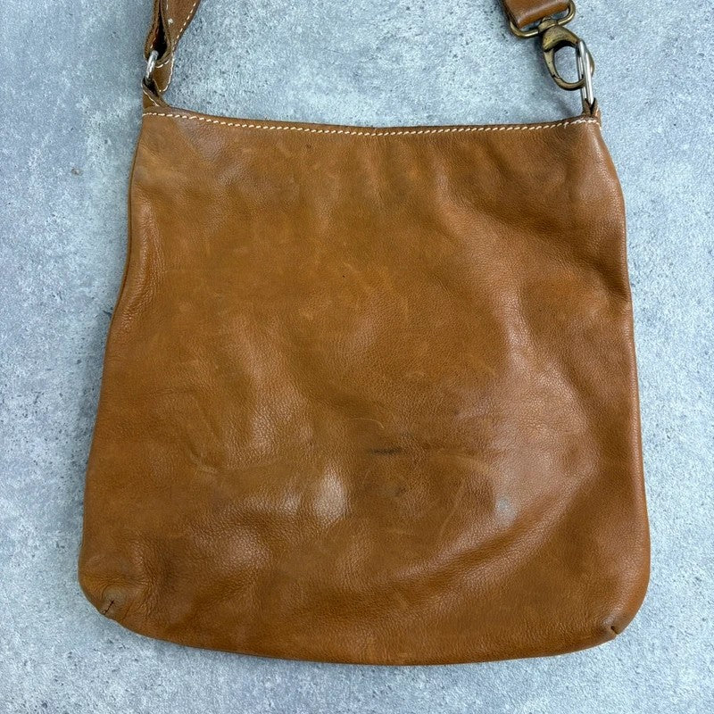 Soft light brown leather cargo boho bag
