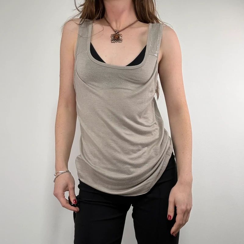 beige slouchy square neck vest top