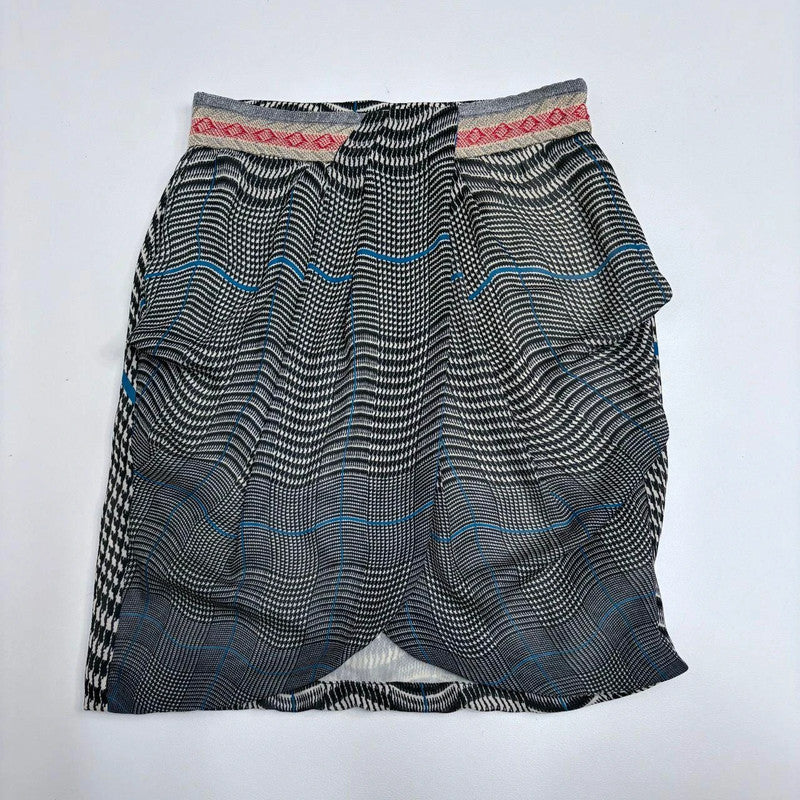 pinstripe checked puff skirt