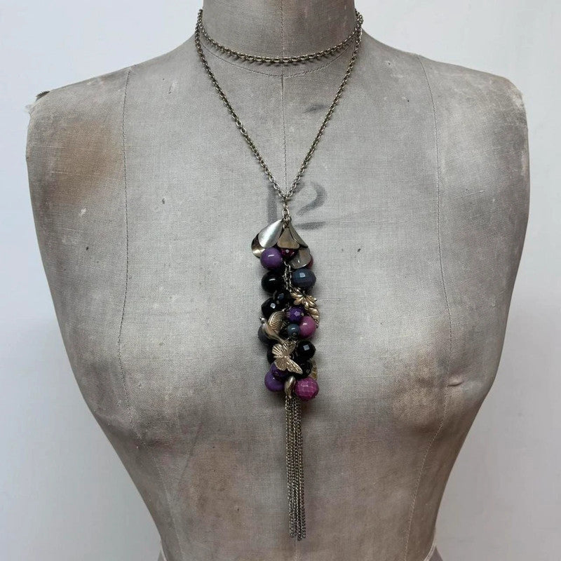 silver flower charm necklace