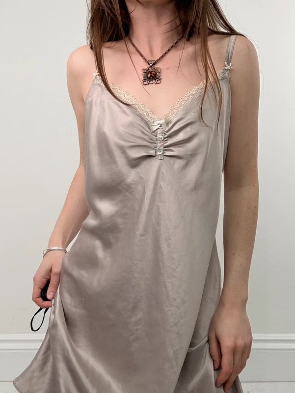 lace satin flared mini dress
