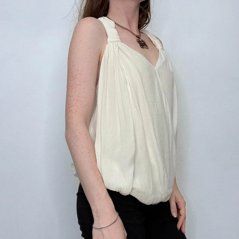 draped cream floaty knotted vest