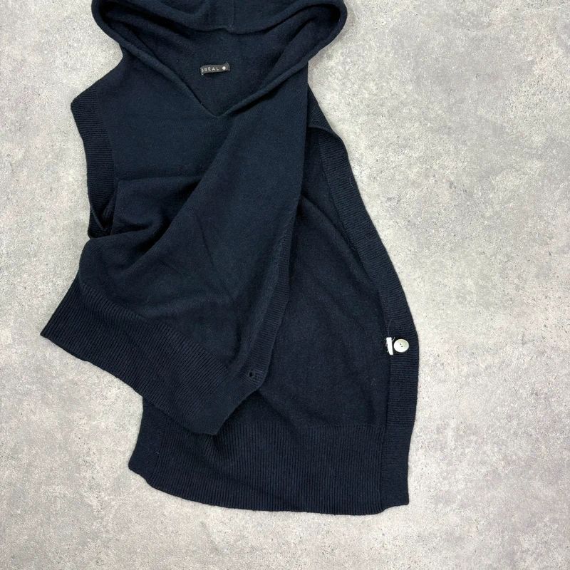 Navy knitted slouchy vest top