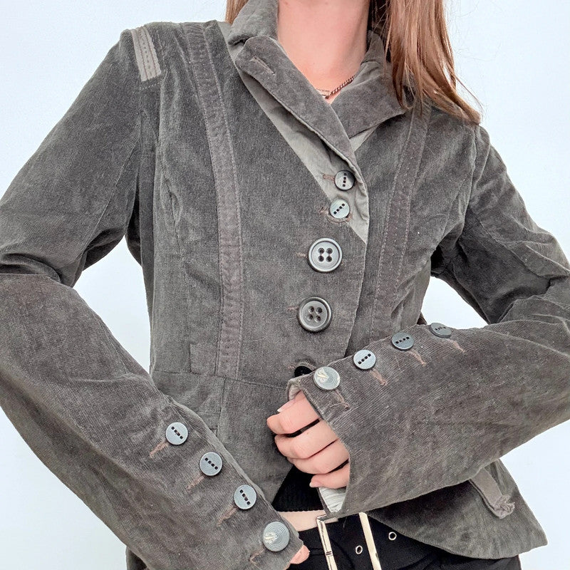 flared asymmetric military jacket