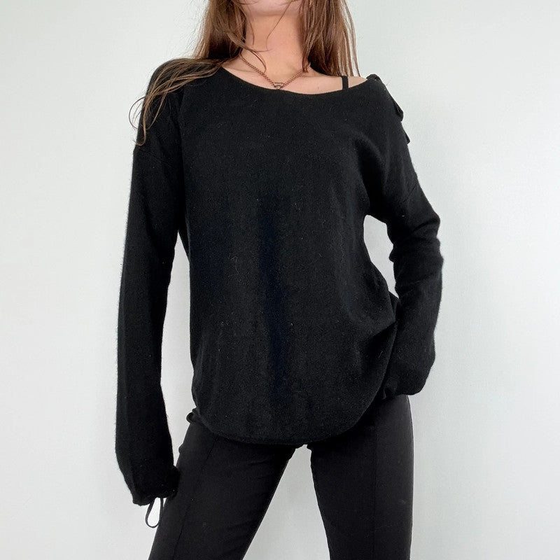 black asymmetric cashmere jumper
