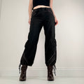Low rise black puff pinstripe trousers