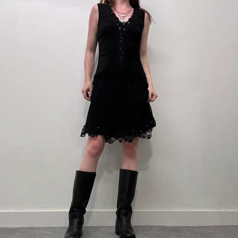 black silk lace midi dress