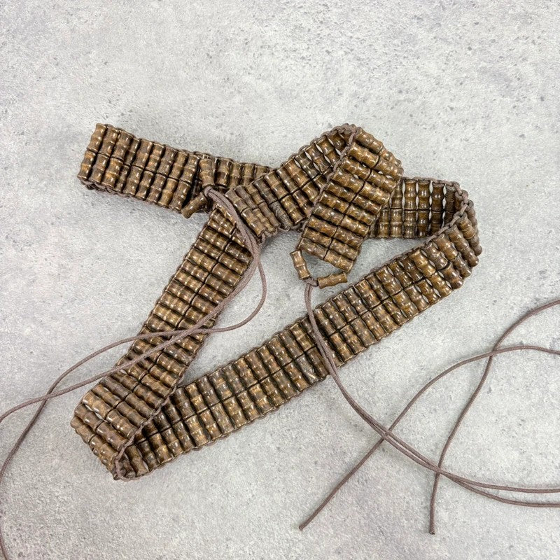 Brown beaded tie up belt