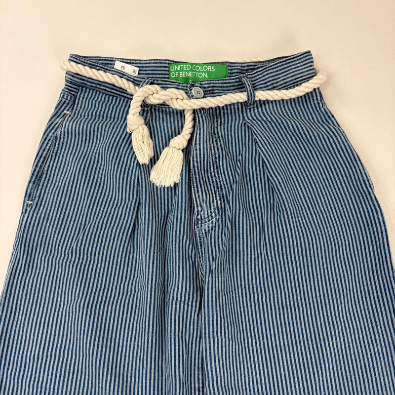 pleated pinstripe barrel trousers