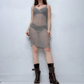 sheer crinkle silk midi dress