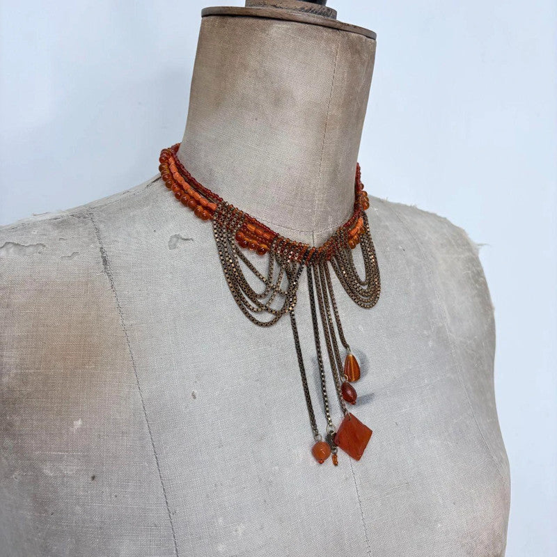 boho draped chain fairy gemstone necklace