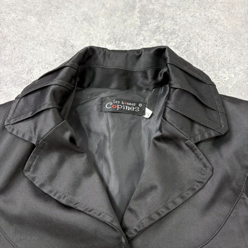 black satin cropped capped sleeve mini jacket