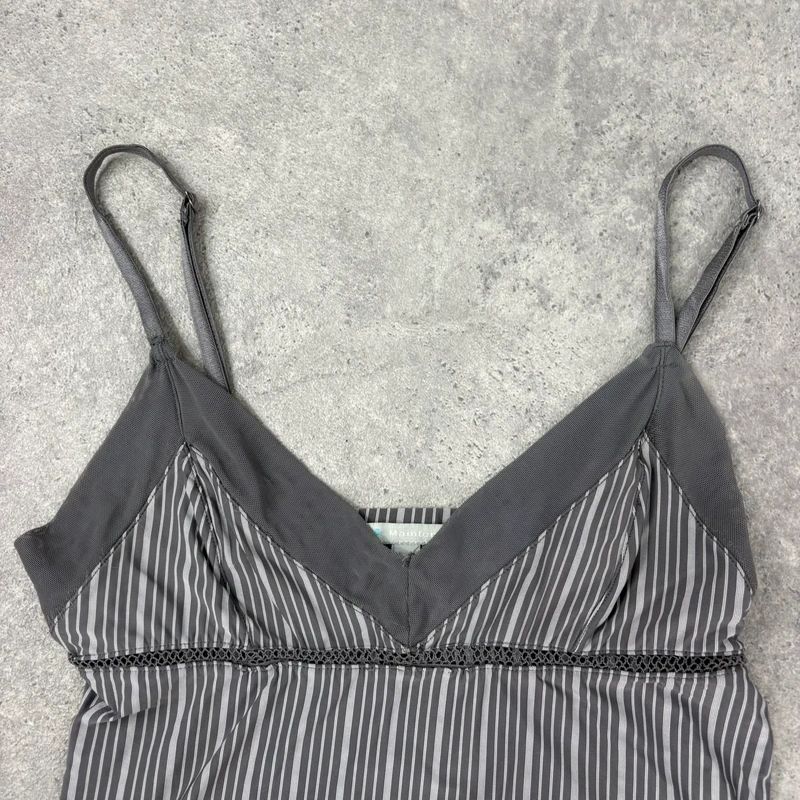 grey pinstripe cami fitted jersey vest top