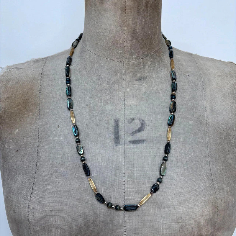 beaded shell boho necklace