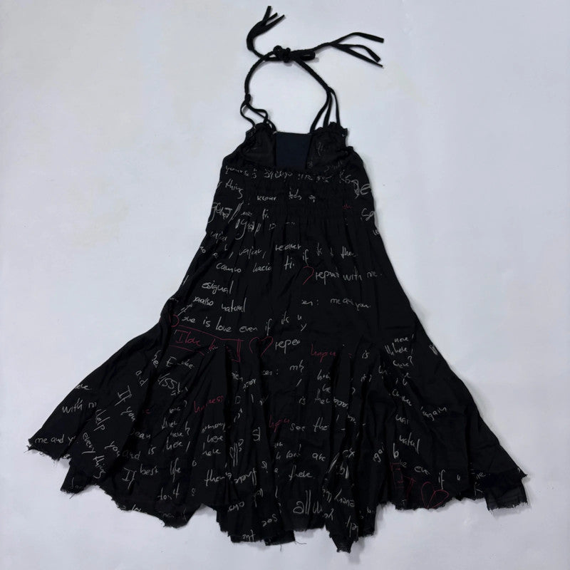 graphic printed text desigual flared dress