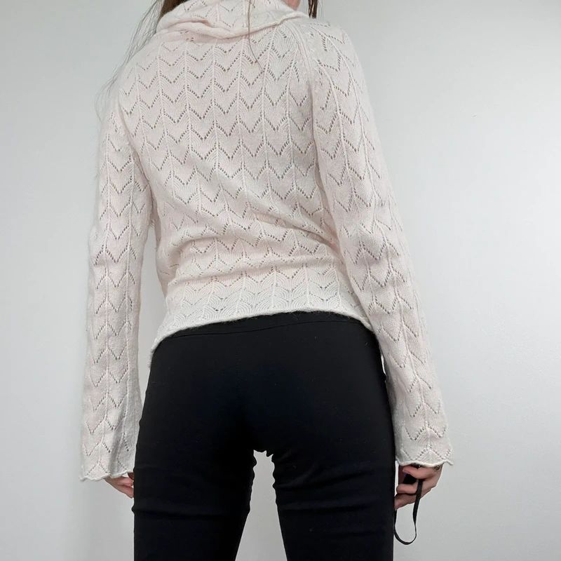 pale pink angora knitted pale pink flared jumper