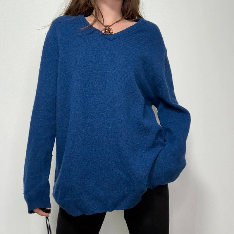 oversized blue wool knitted jumper