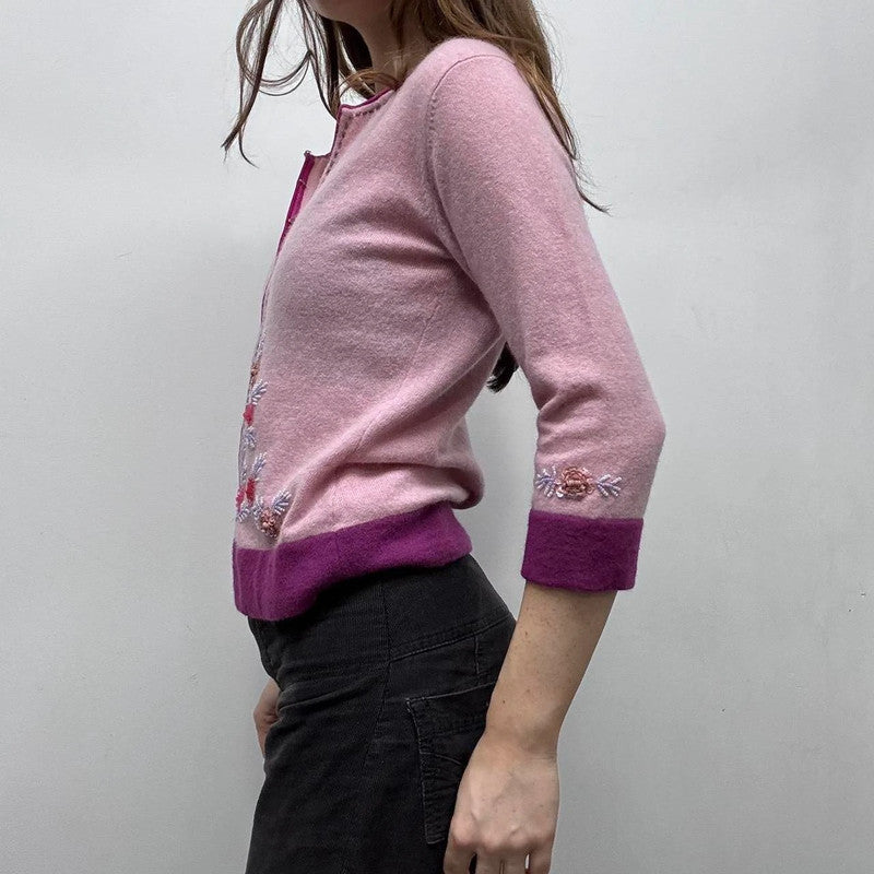 pink wool knitted fairy cardigan