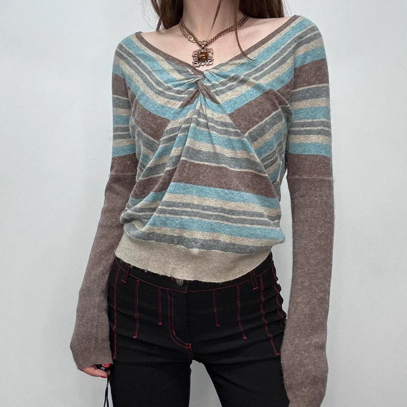 slouchy striped wool jumper