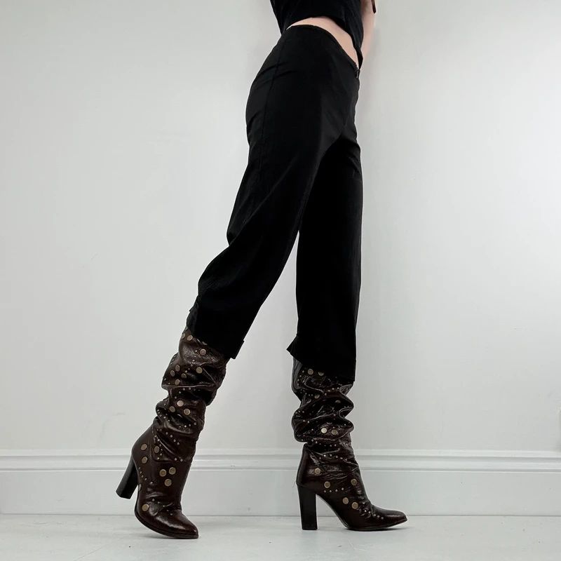 black cotton Cop Copine cropped structured trousers
