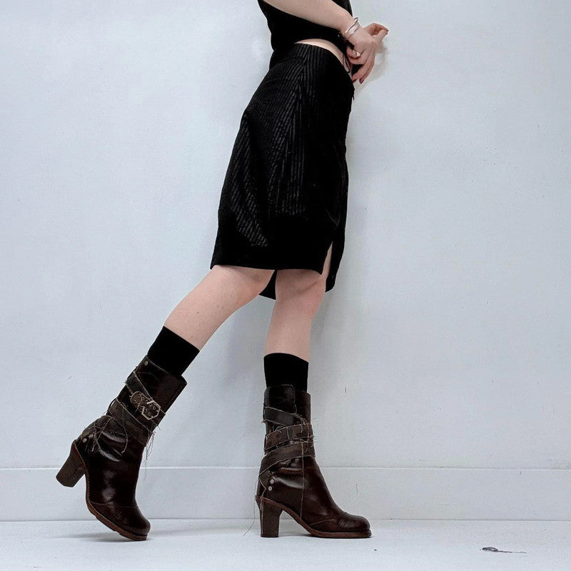 pinstripe slit front cop copine skirt