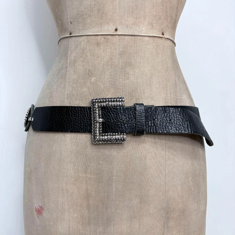 black leather western belt
