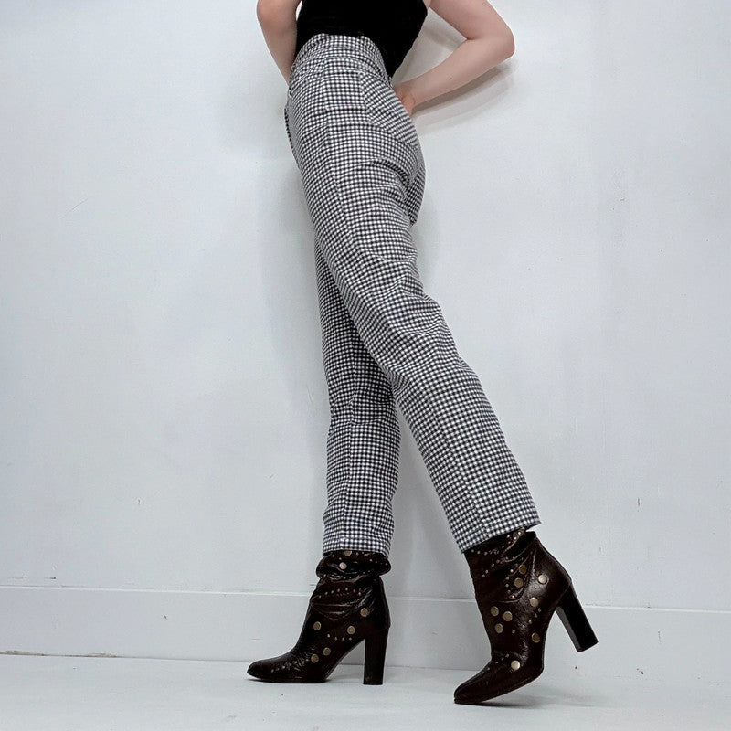 Navy gingham cropped trousers
