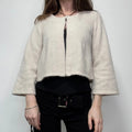 cropped cream angora fluffy knit cardigan