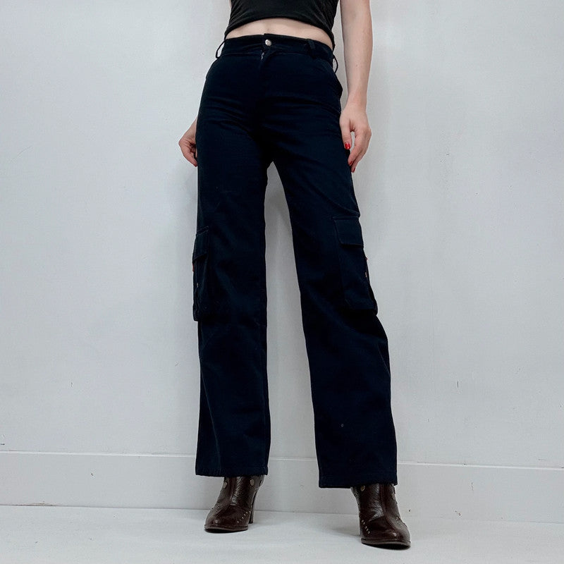 navy fitted flared Dior cargo pants