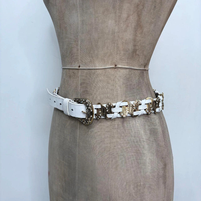 gold chunky leather belt